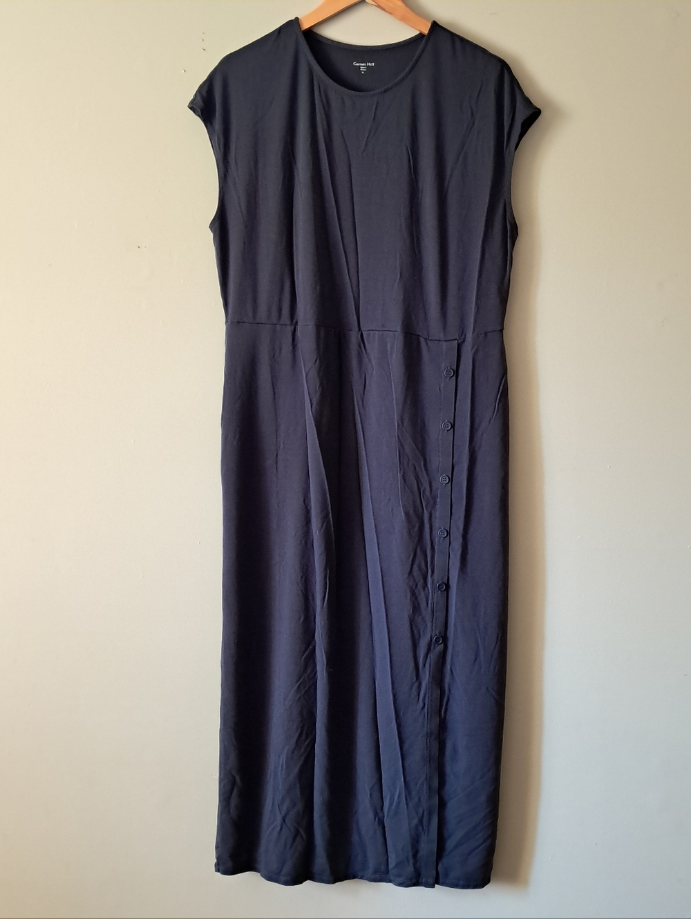 Garnet Hill Navy Blue Maxi Dress With Buttons XL